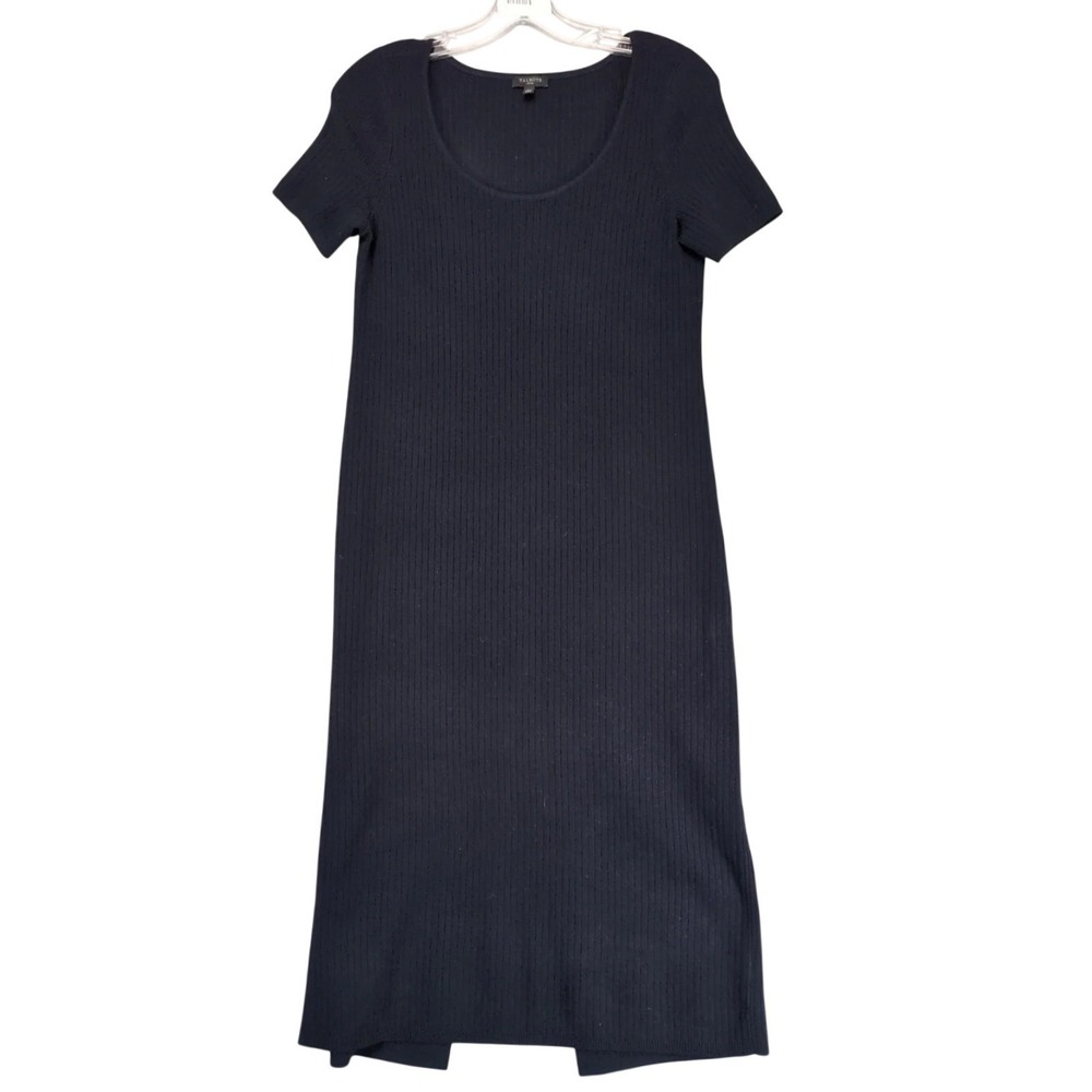 Talbots Navy Ribbed Knit Midi Dress Sz Petite XS Stretch Coastal Preppy Classic